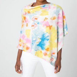 Kinross Cashmere Painted Floral Poncho